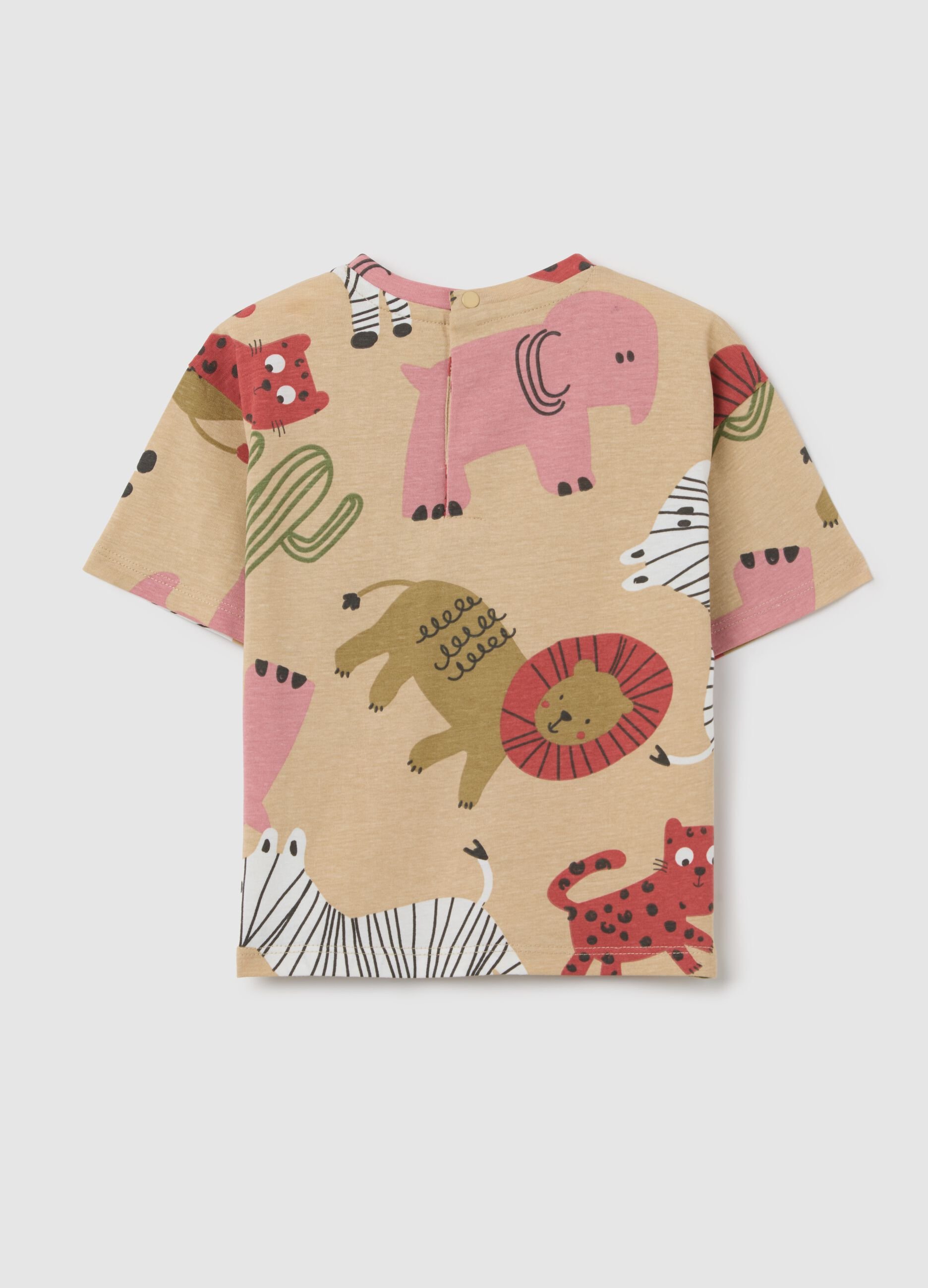 T-shirt da bambino in puro cotone multicolor regular fit con fantasia