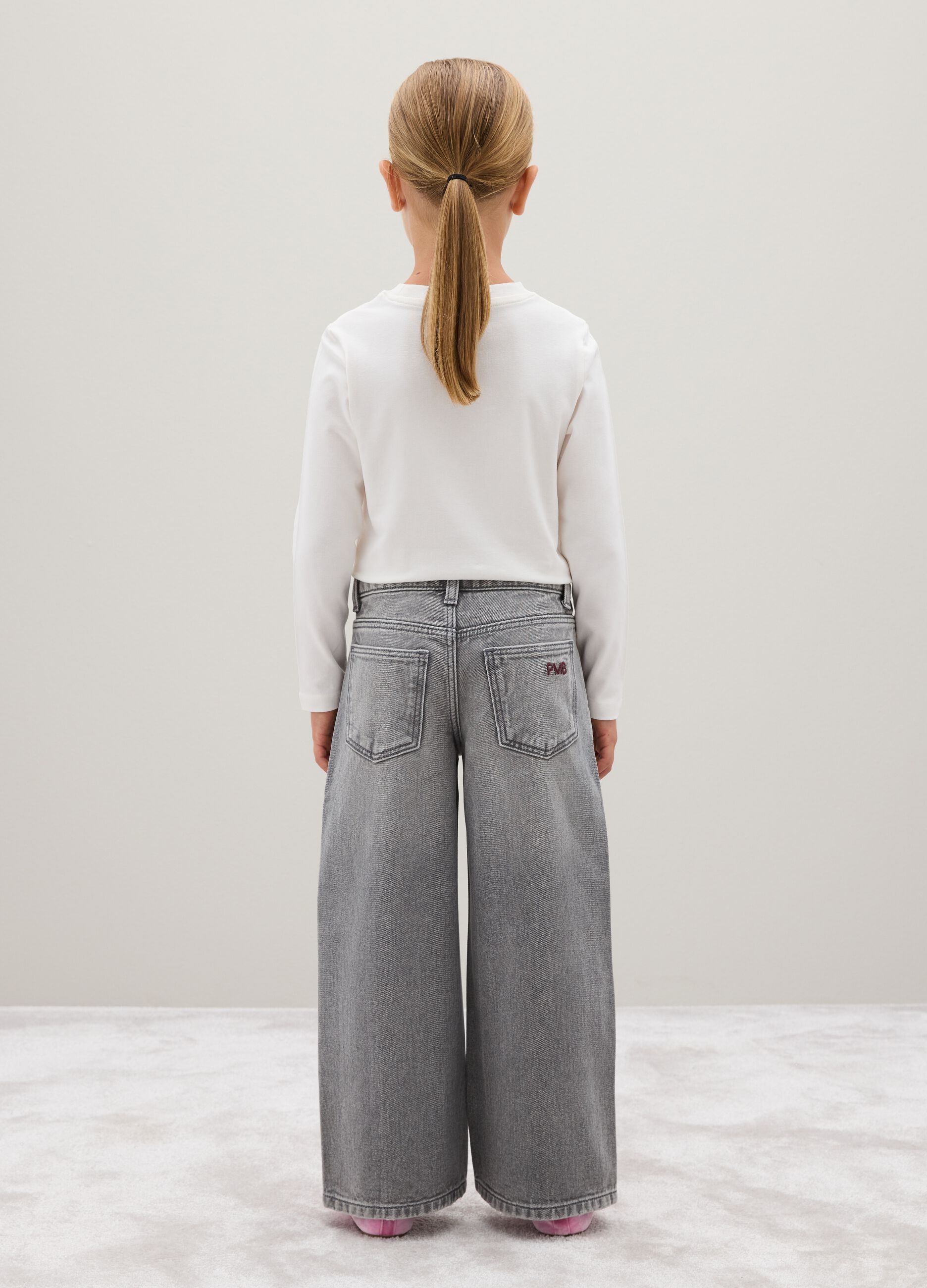 Jeans da bambina in puro cotone grigi