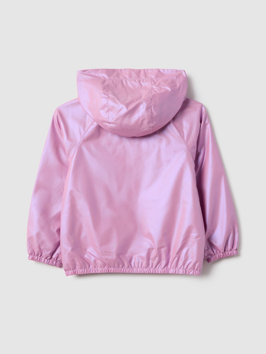 Metallic pink children's regular fit jacket with zip and hood_1