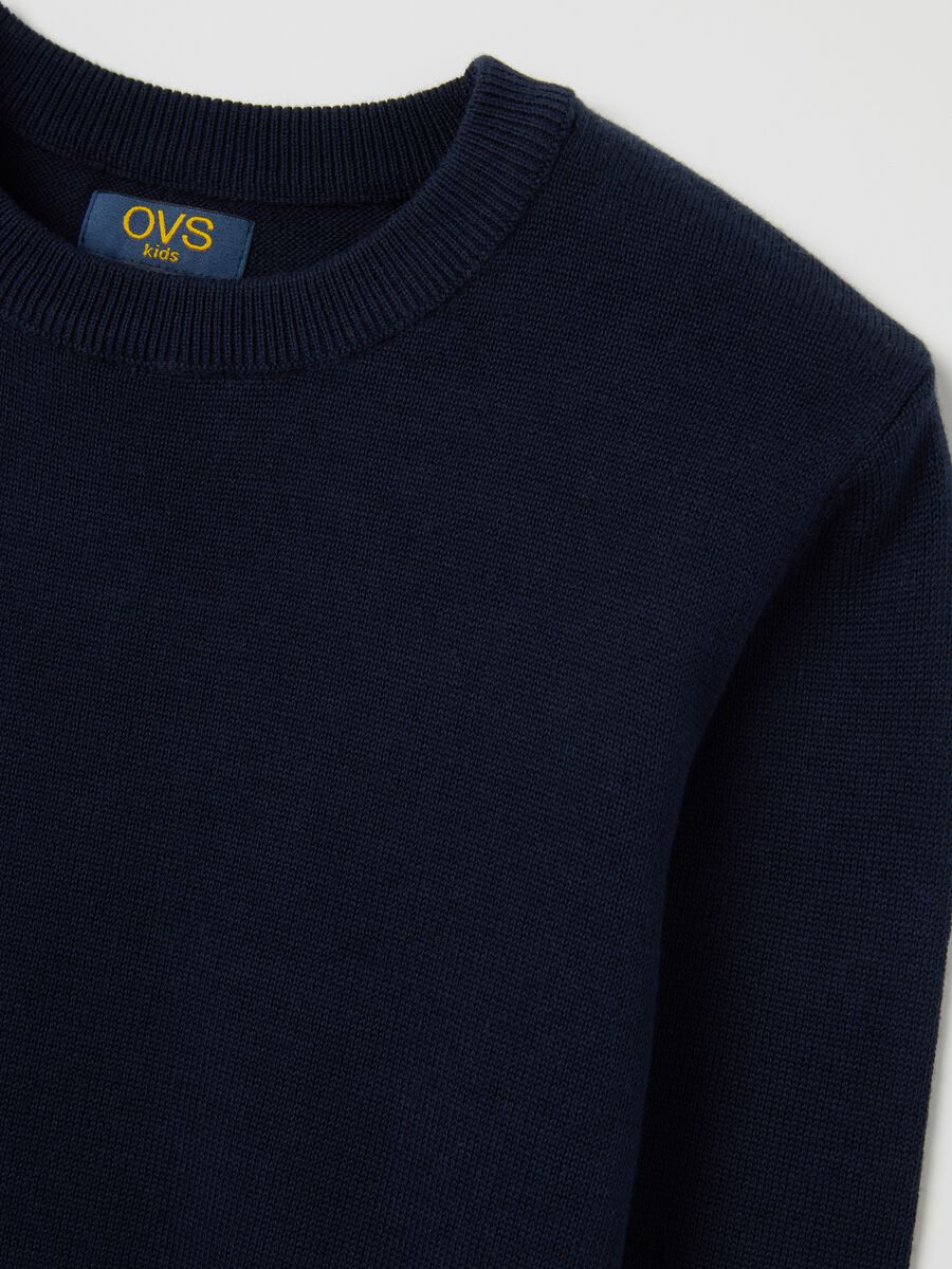 Maglione blu da bambino in puro cotone vestibilità over_2