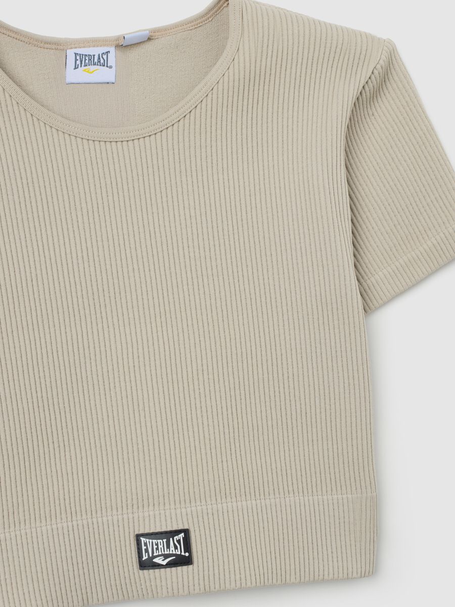 T-shirt in tessuto elasticizzato beige regular fit_5