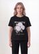 Black pure cotton T-shirt with floral print, regular fit_2
