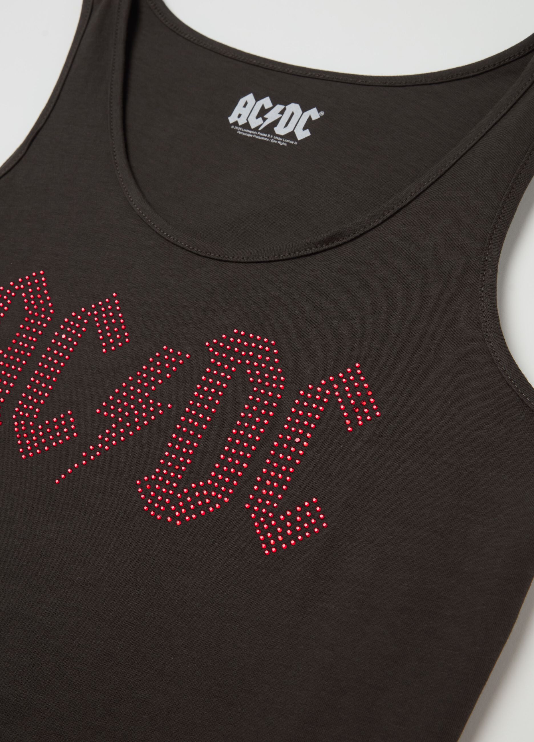 Tank top with AC/DC logo in diamantés
