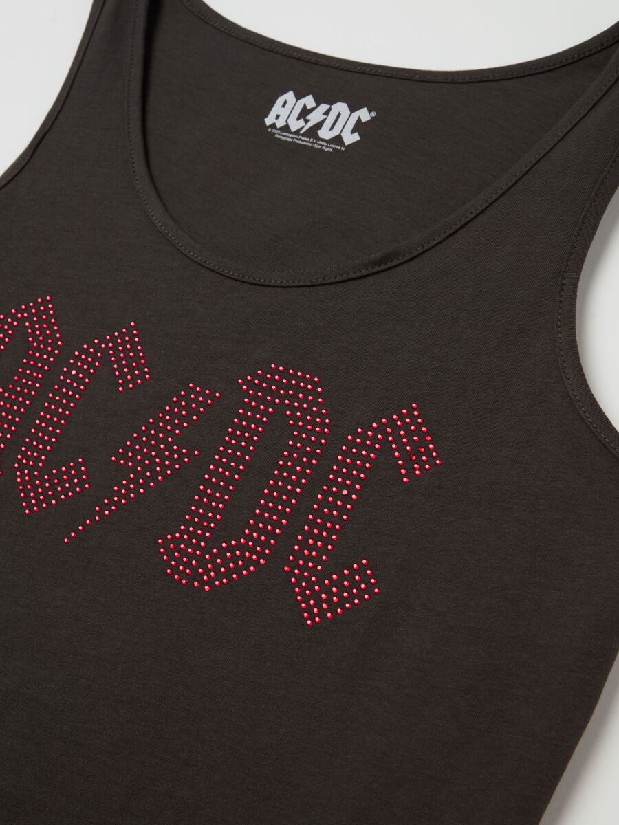 Tank top with AC/DC logo in diamantés_5