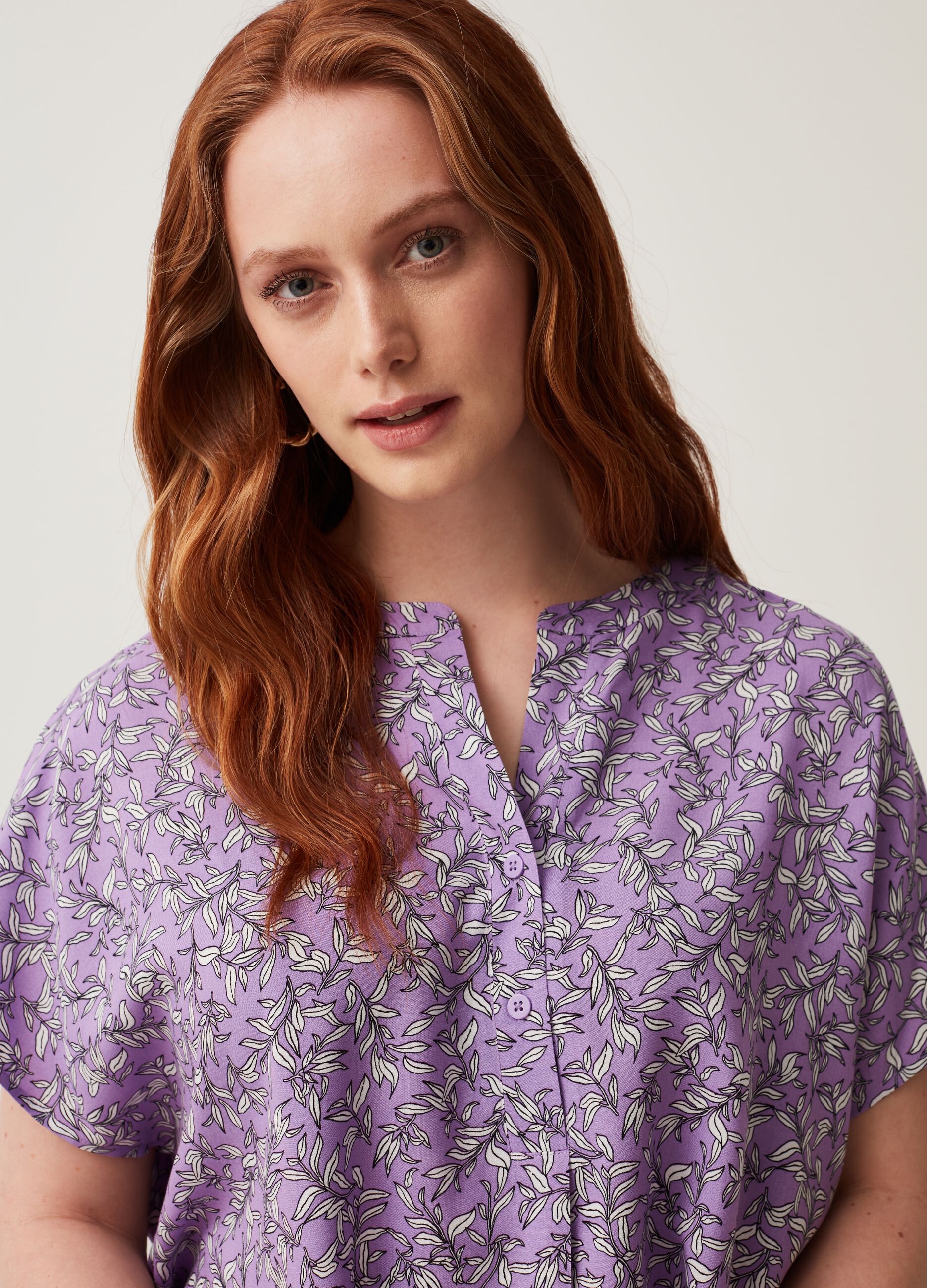 Blusa in viscosa stampa all-over Curvy MYA_0