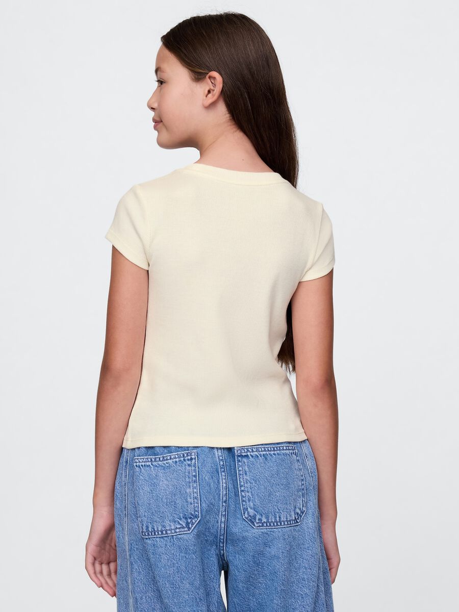 Cream Cotton Short Sleeve T-shirt GAP Kids_1