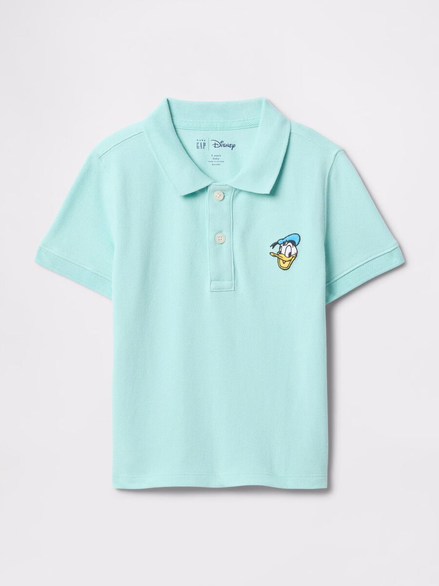 Light blue cotton polo shirt with Donald Duck embroidery_0
