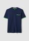 Blue stretch cotton T-shirt with chest pocket_4