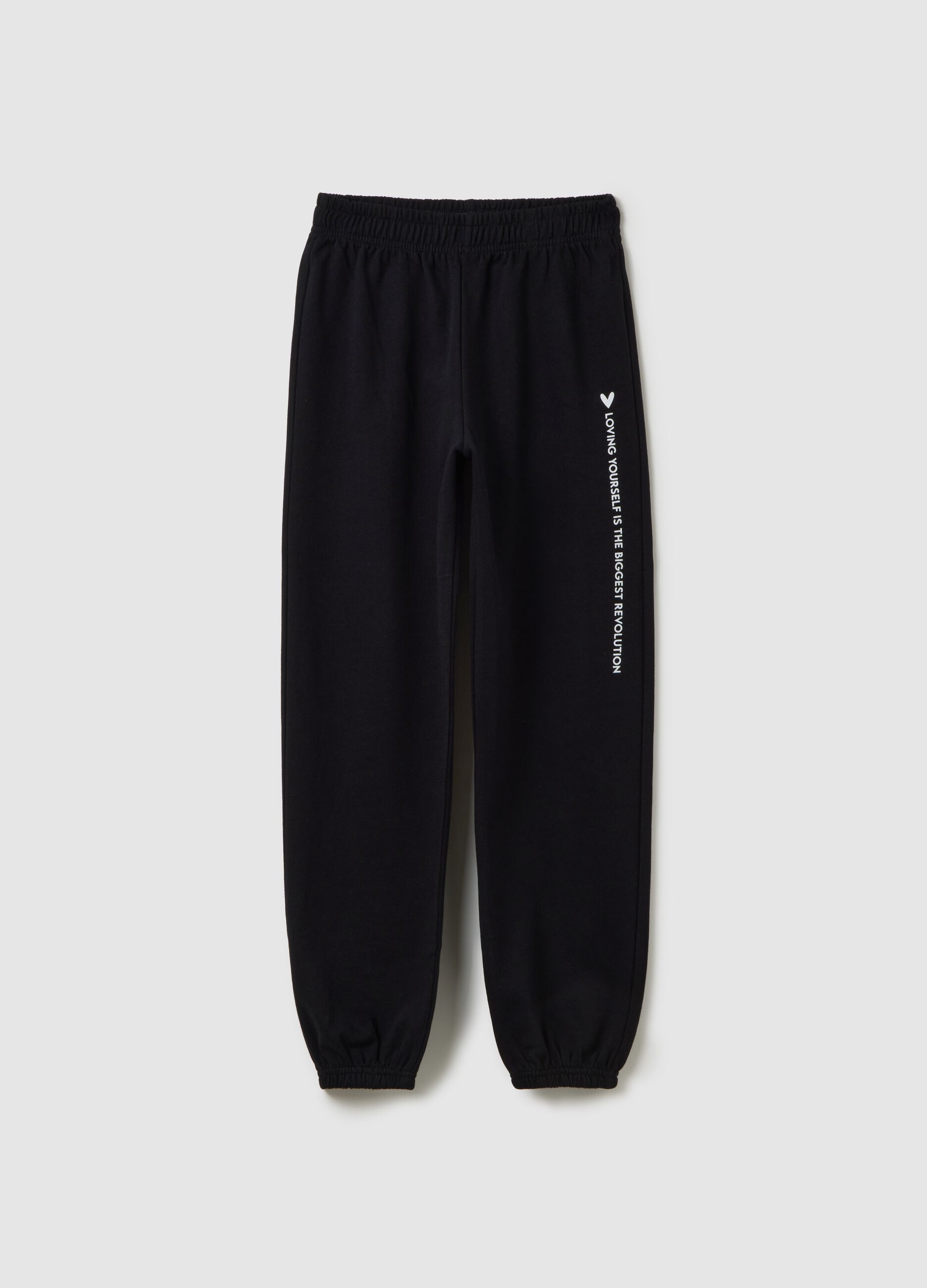 Girls' Black Pure Cotton Jogger Trousers