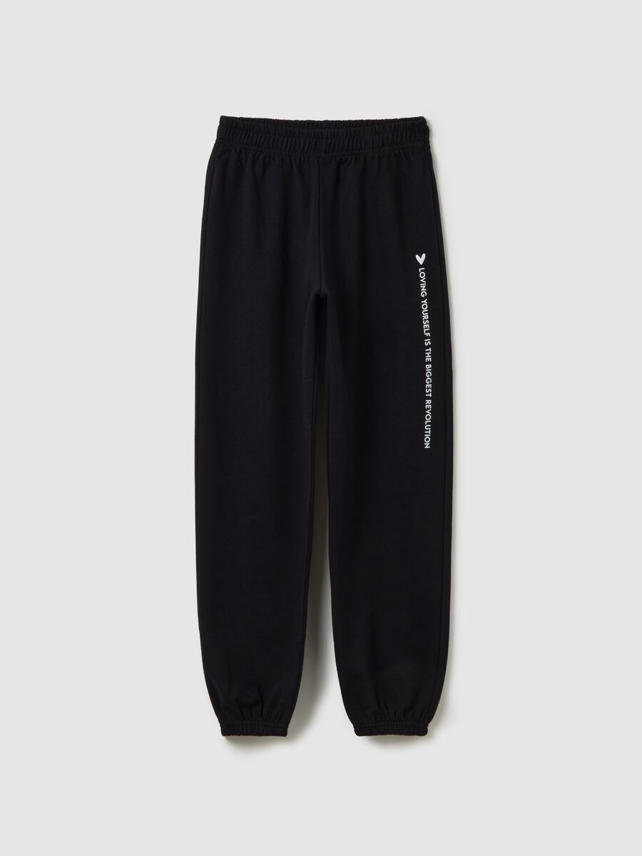 Girls' Black Pure Cotton Jogger Trousers_0