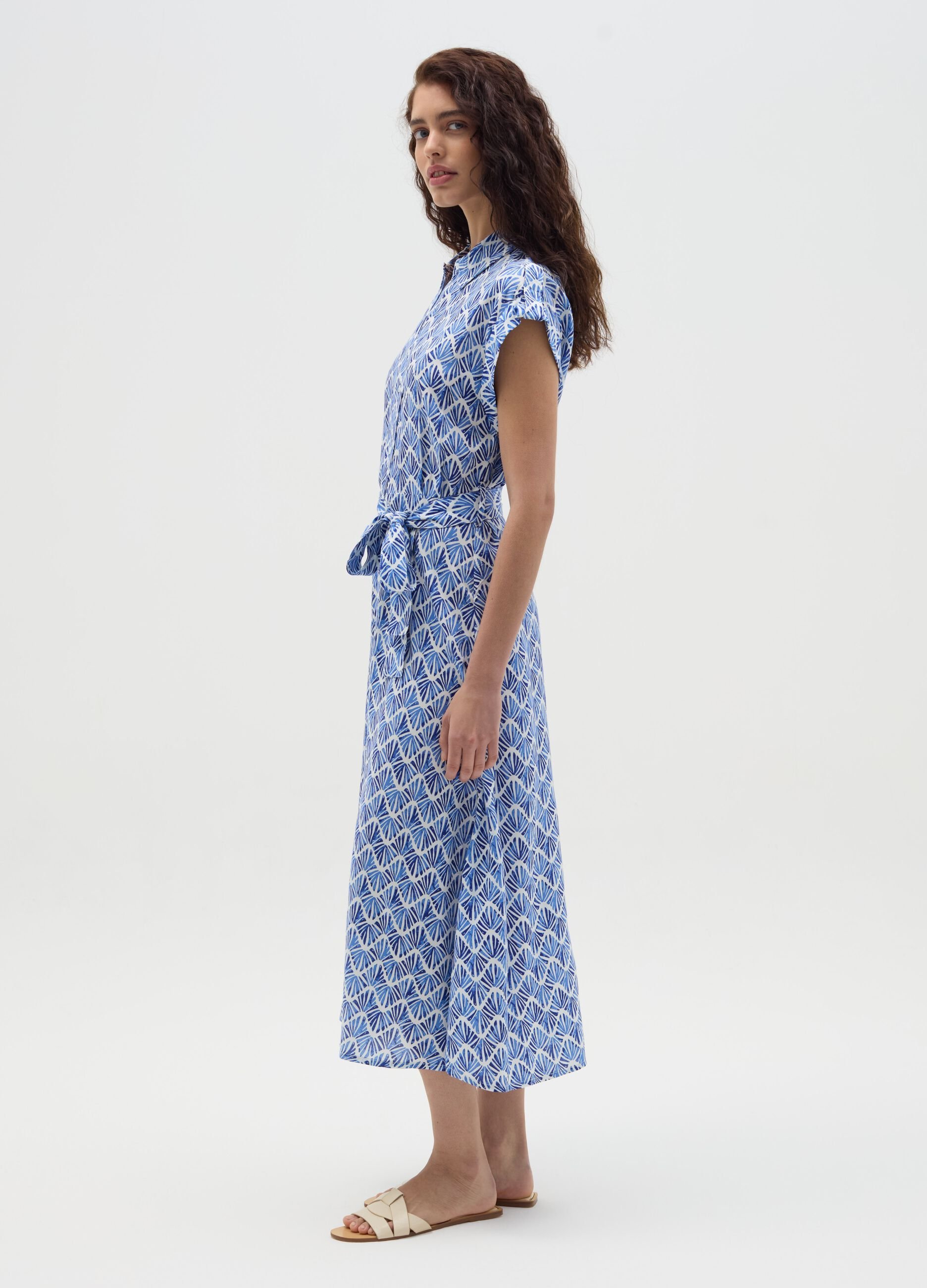 Long shirt dress with belt