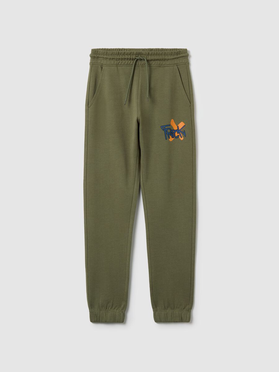 Cotton joggers with drawstring and print_0