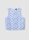 White organic cotton top with light blue embroidery_0