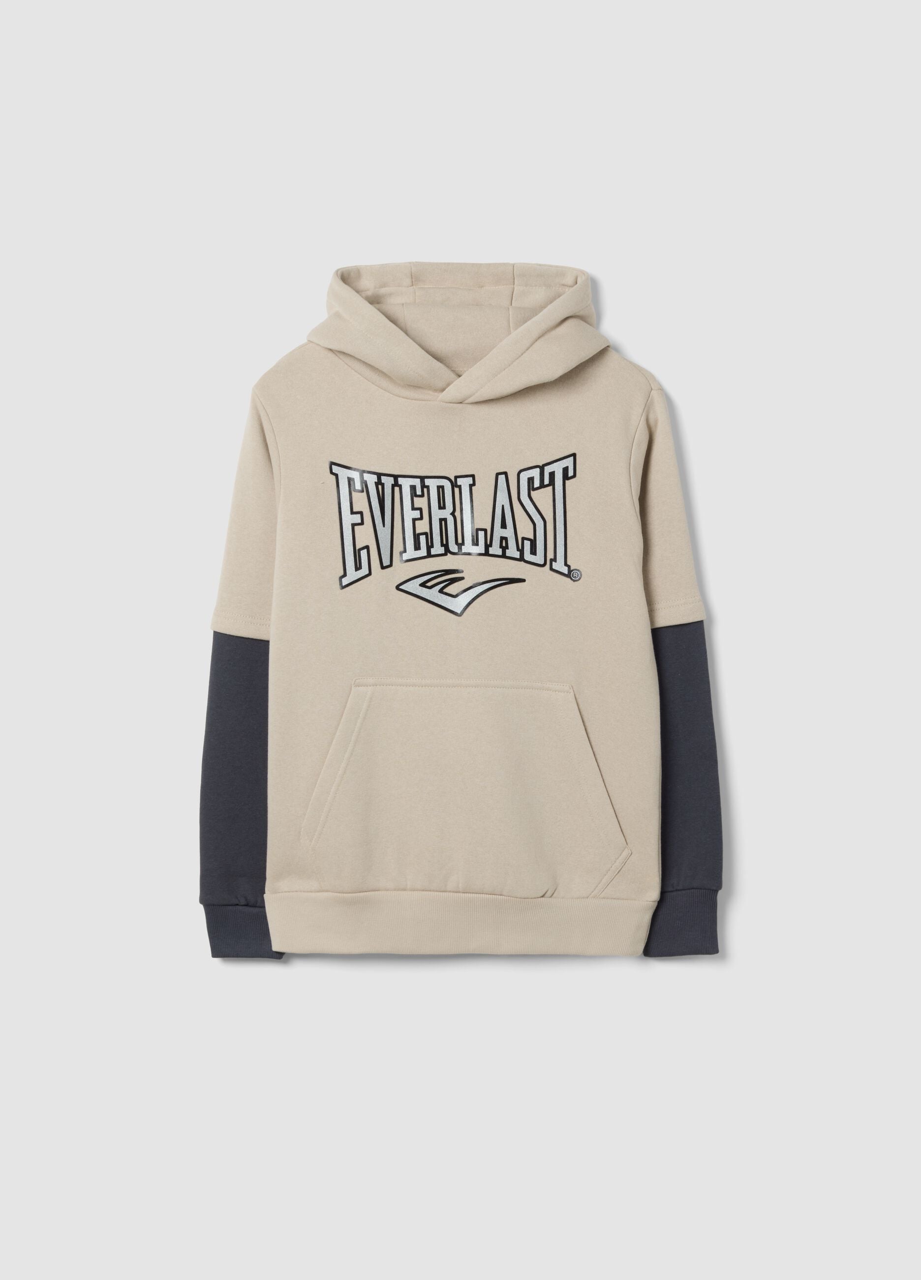 Beige cotton-blend hoodie