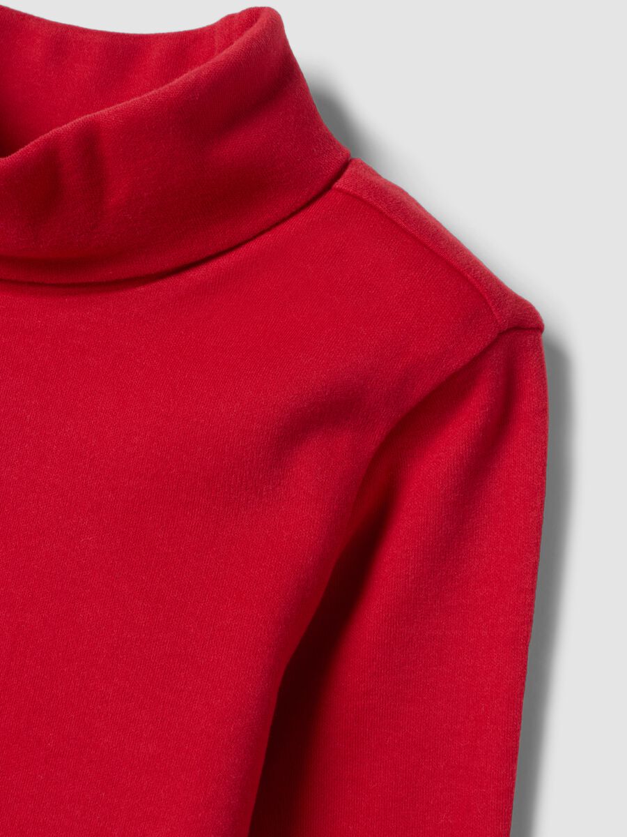 Red cotton roll-neck T-shirt, regular fit_2
