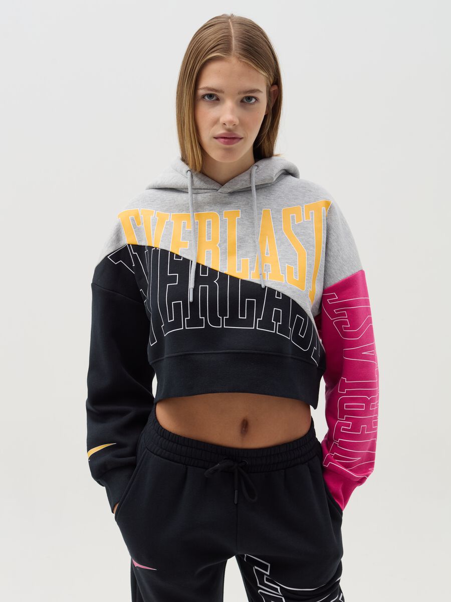 Crop colourblock sweatshirt with logo print_0