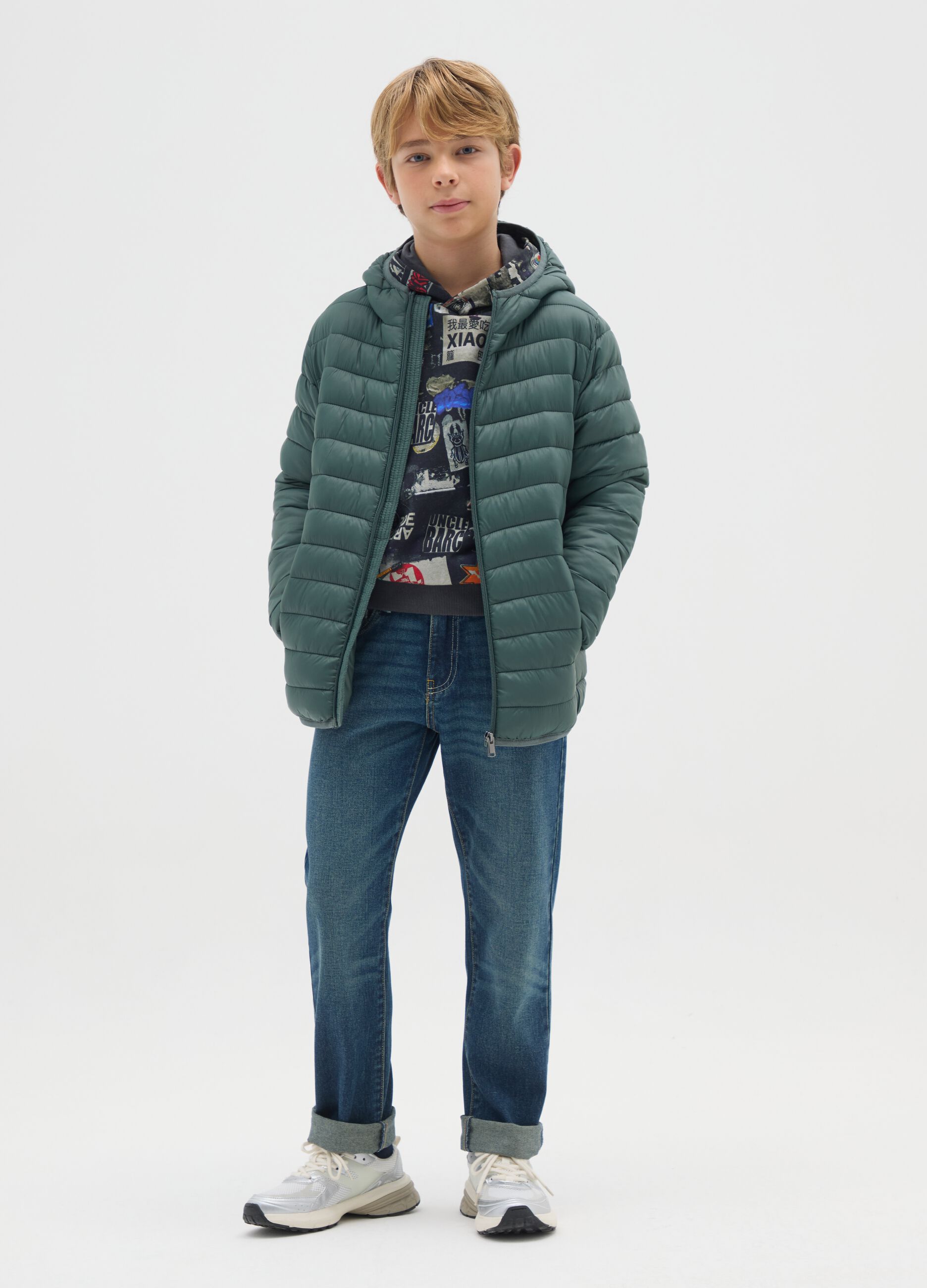 Boys' blue regular fit pure cotton jeans