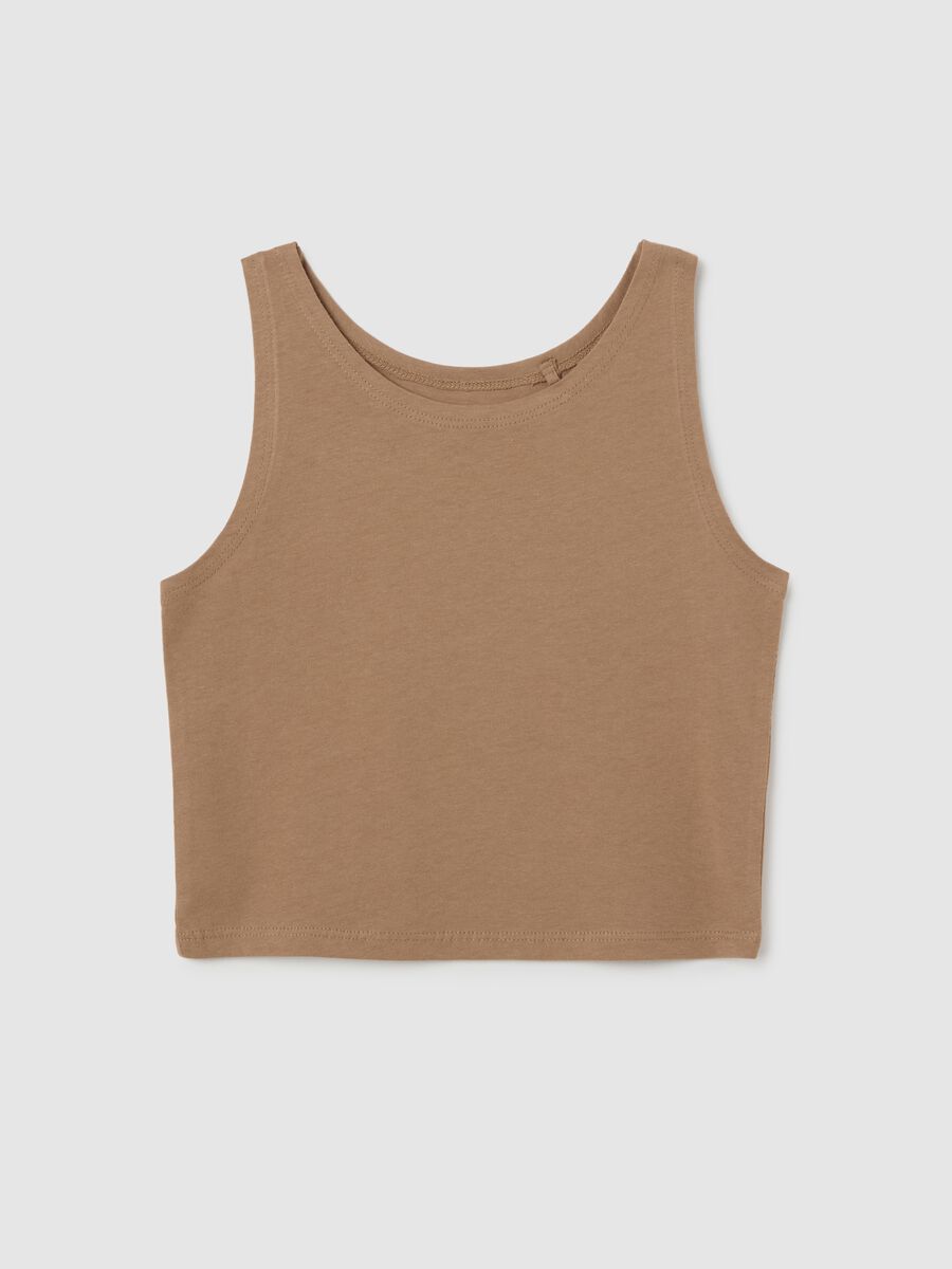 Brown regular fit girls' cotton crop top_3