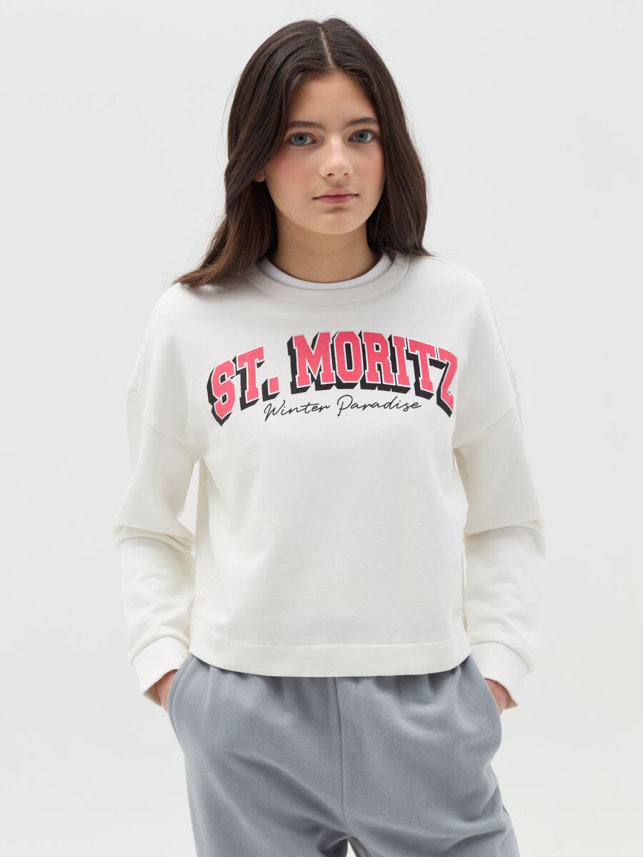 Cropped sweatshirt with lettering print_0