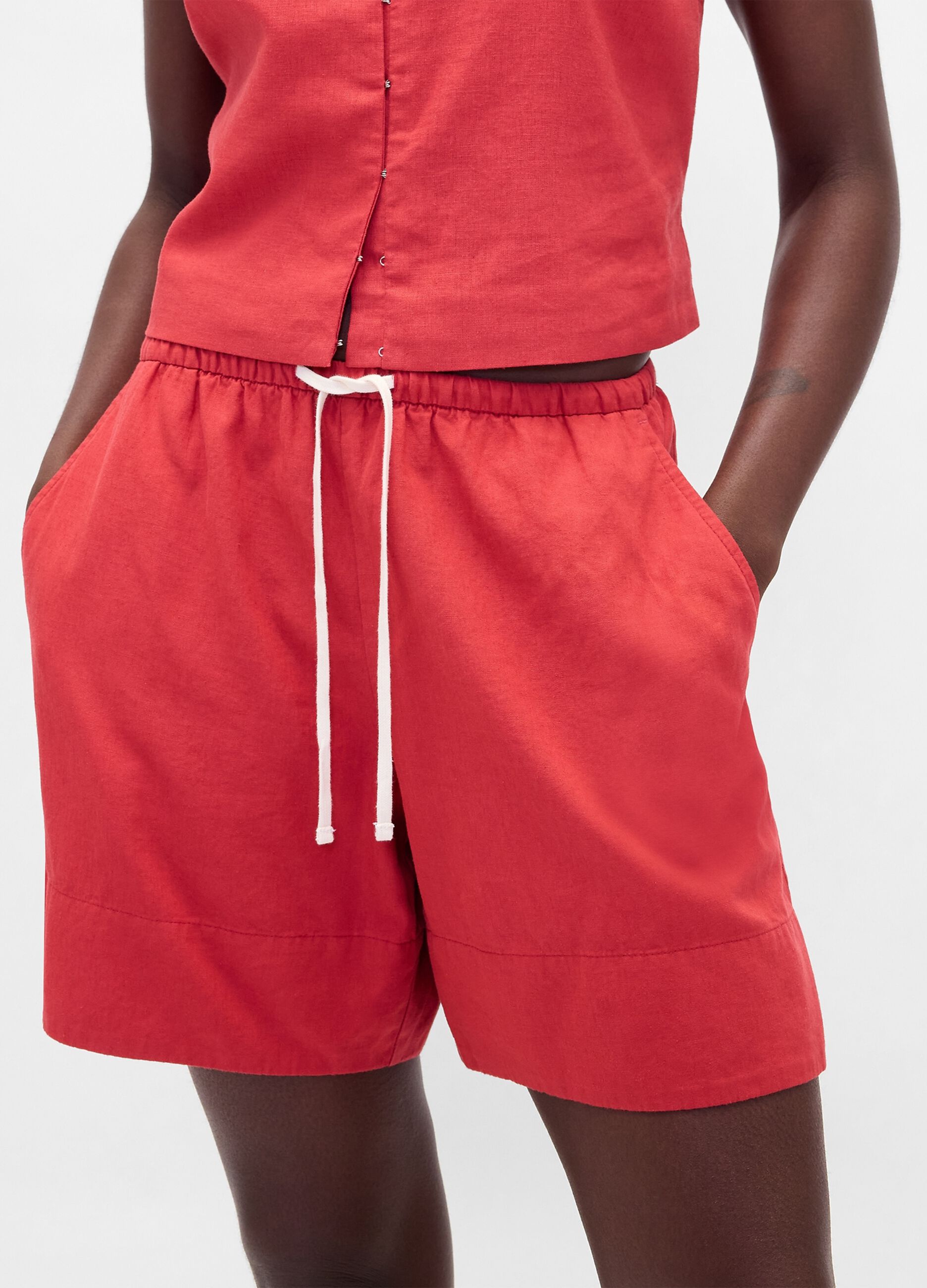 Pantaloncini in misto lino e viscosa