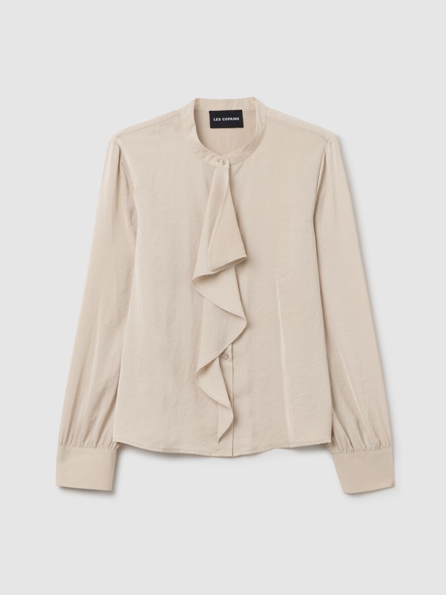 Beige Blouse with Mandarin Collar_4