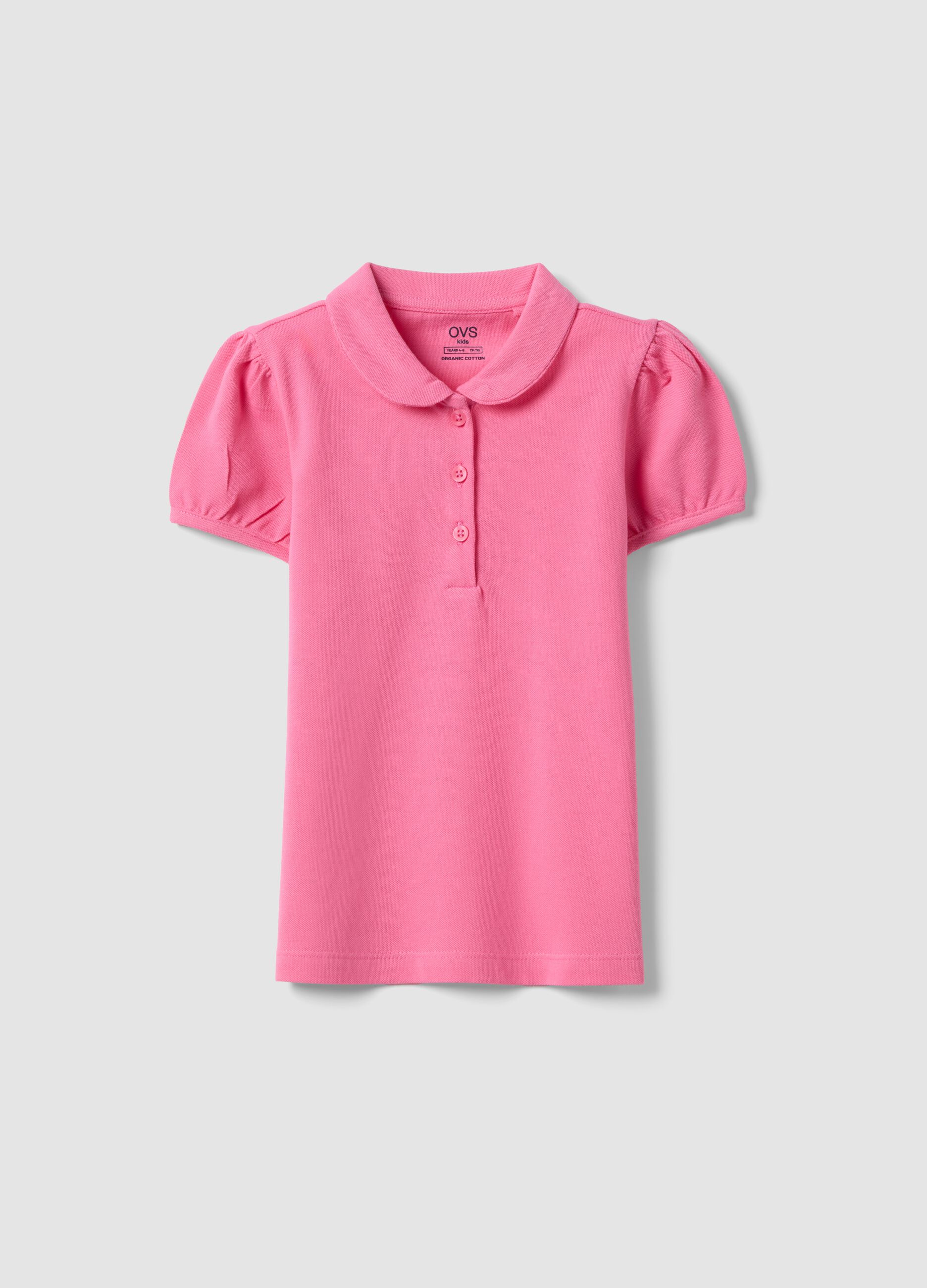 Pink pure cotton girl's polo shirt regular fit