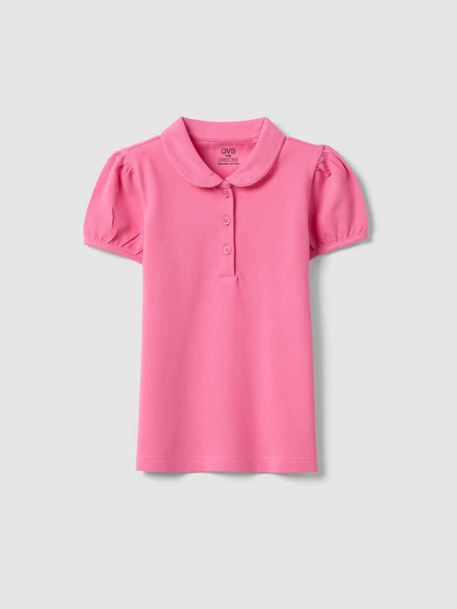 Polo in puro cotone rosa da bambina regular fit_0
