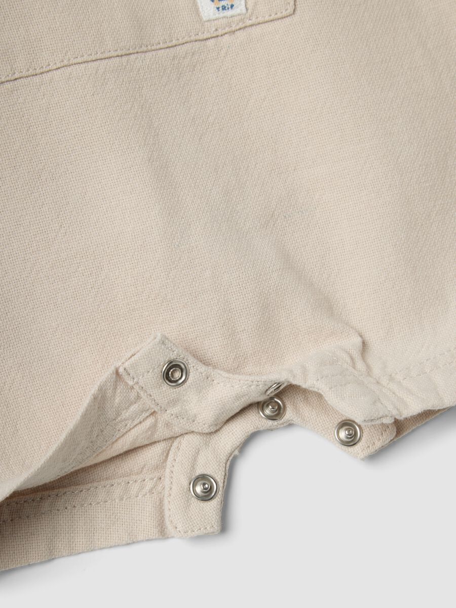 Salopette in misto cotone e lino beige da neonato regular fit_3
