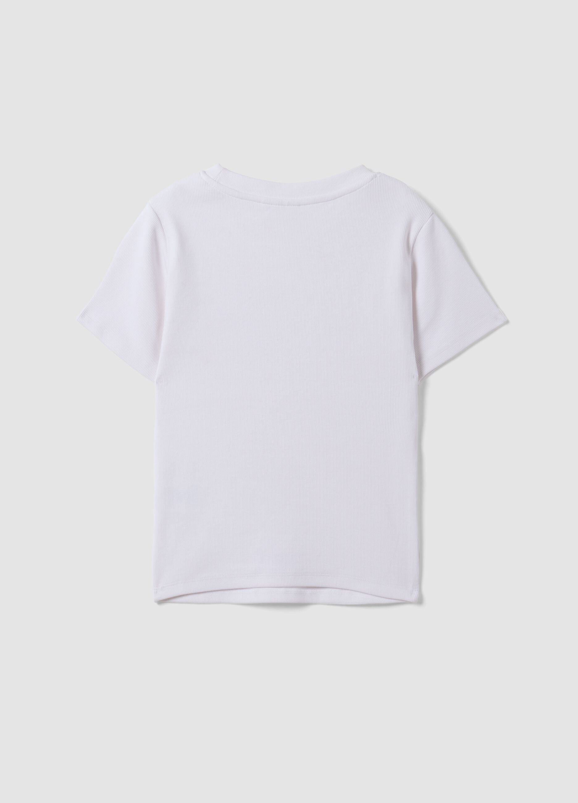 White stretch cotton T-shirt with Rolling Stones print