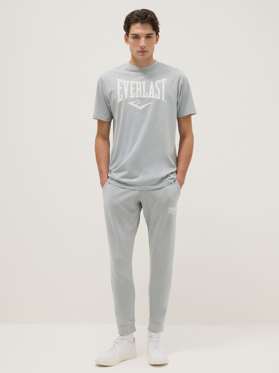 Pantaloni jogger in misto cotone grigi regular fit con logo Everlast_0