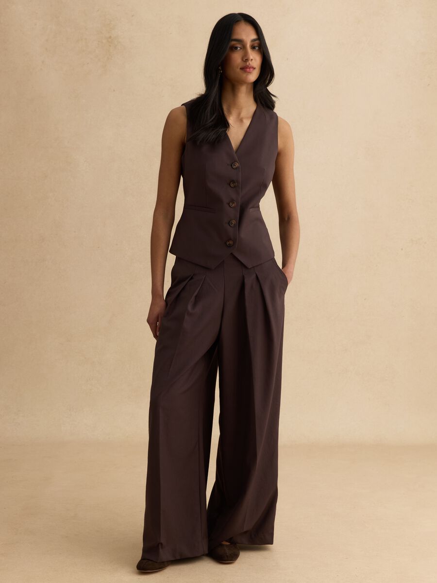 Pantaloni marroni wide leg_0