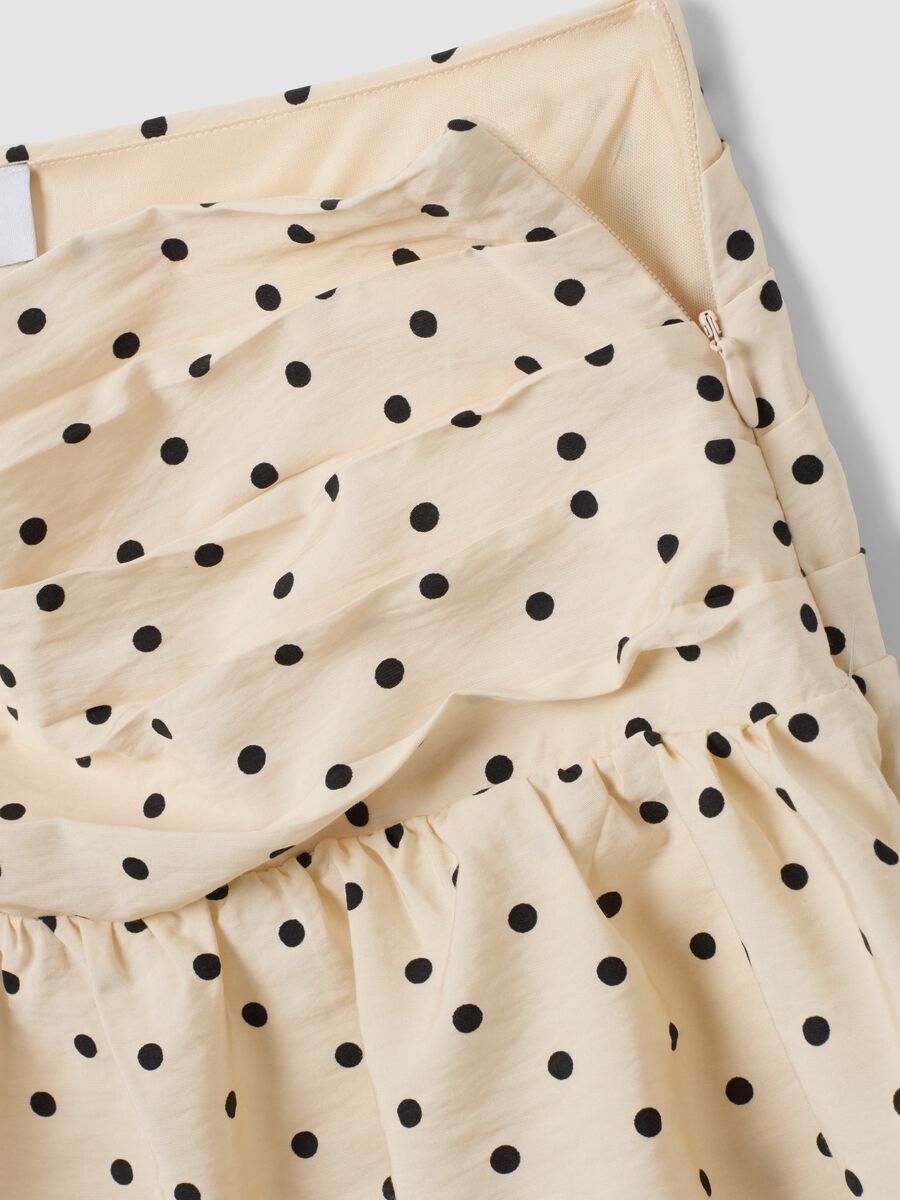 Gonna beige in misto viscosa a pois con balze_2