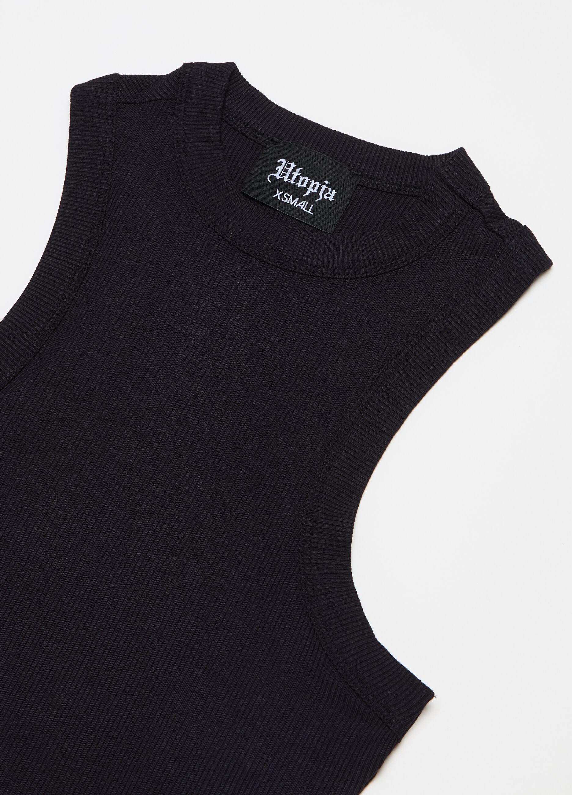 Rounded Crop Tank Black