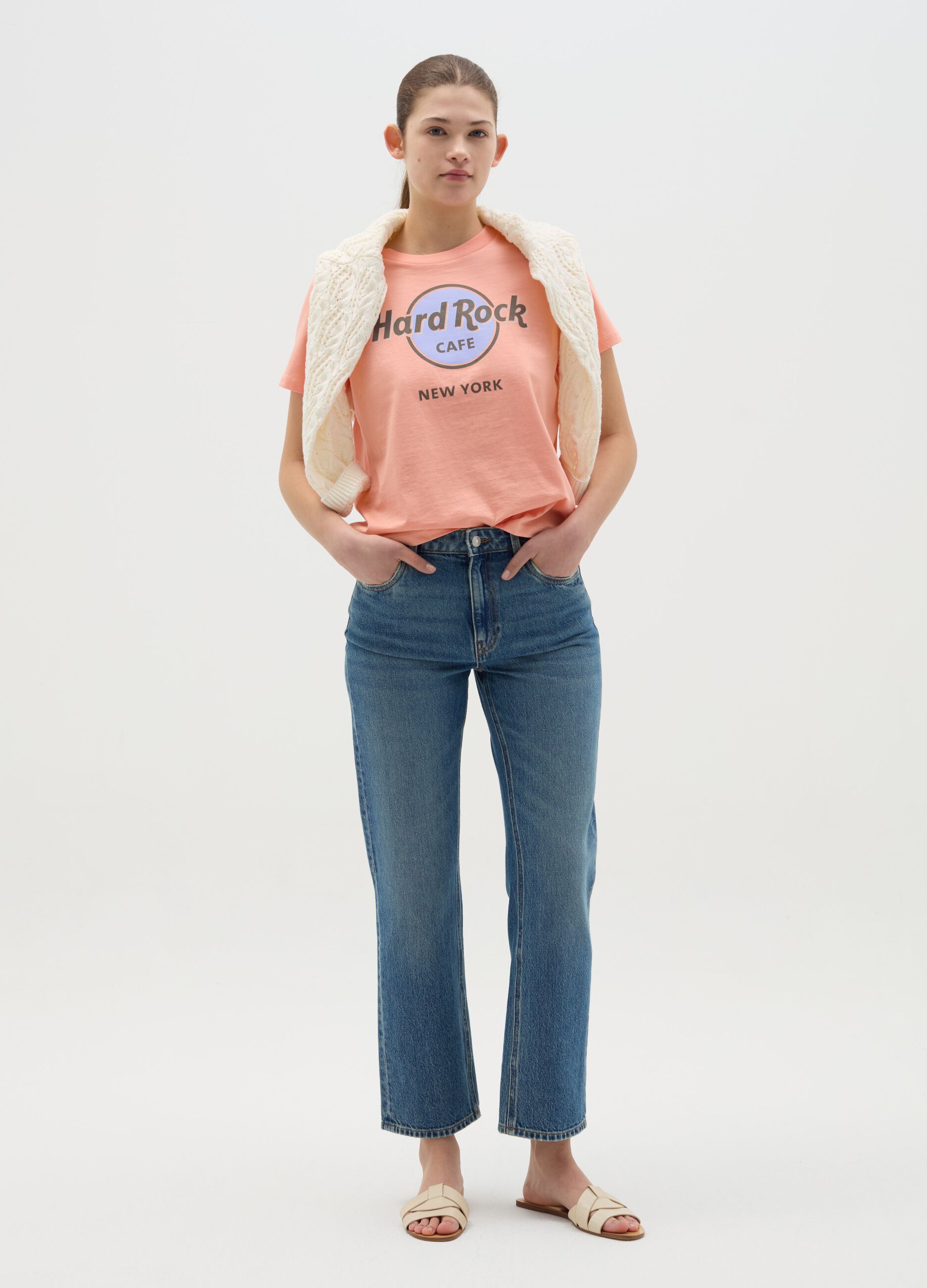Pink T-shirt with Hard Rock Café New York print