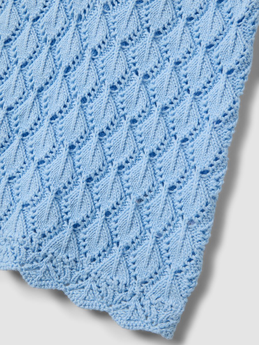 Tank Top azzurro in crochet di puro cotone regular fit_5