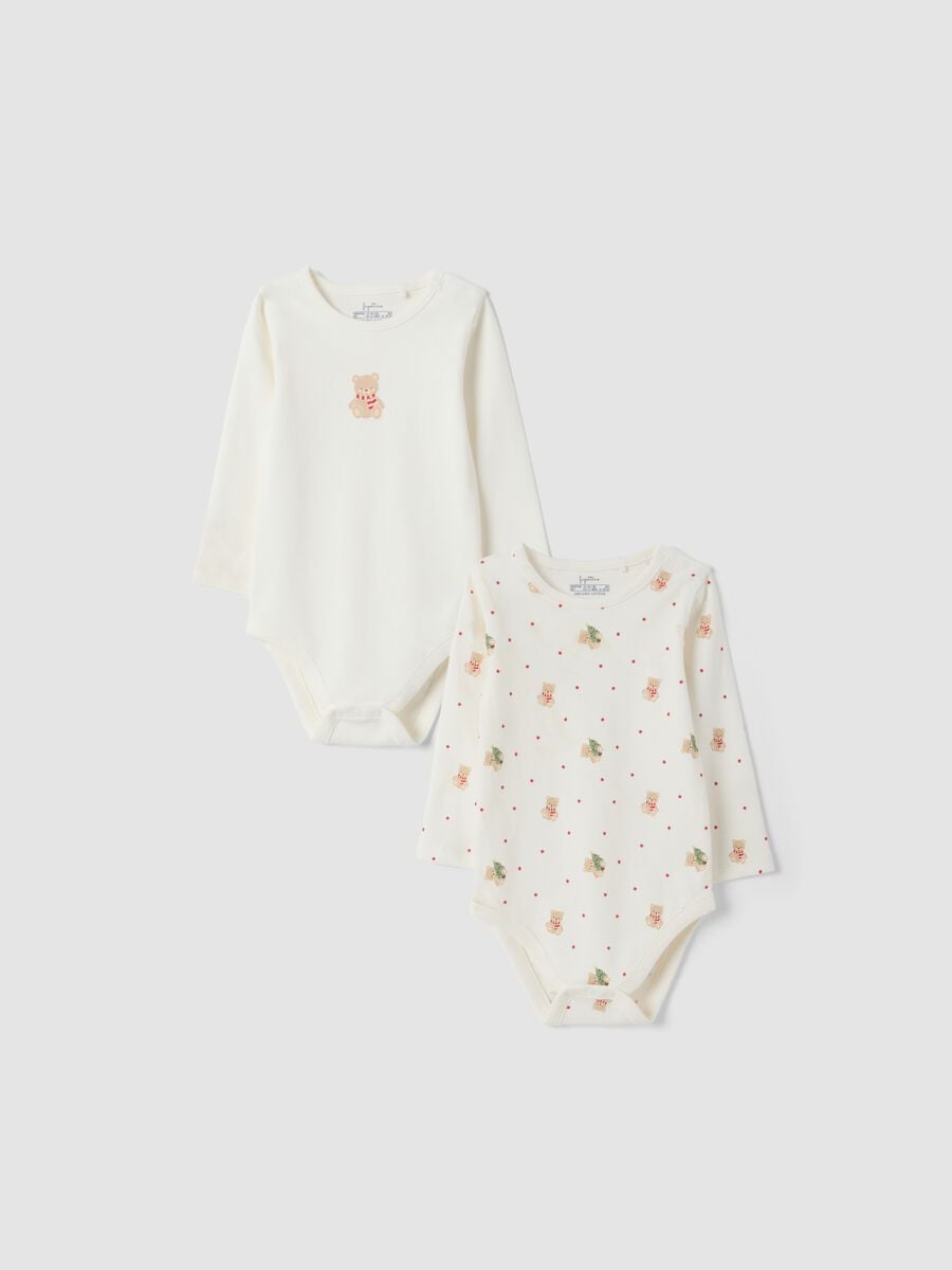 Bipack body girocollo in puro cotone organico bianco avorio_0