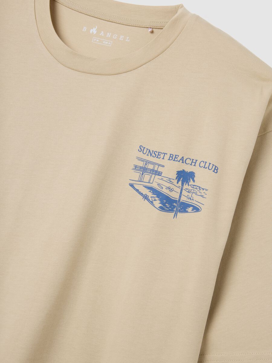 Men's beige pure cotton boxy fit T-shirt_1