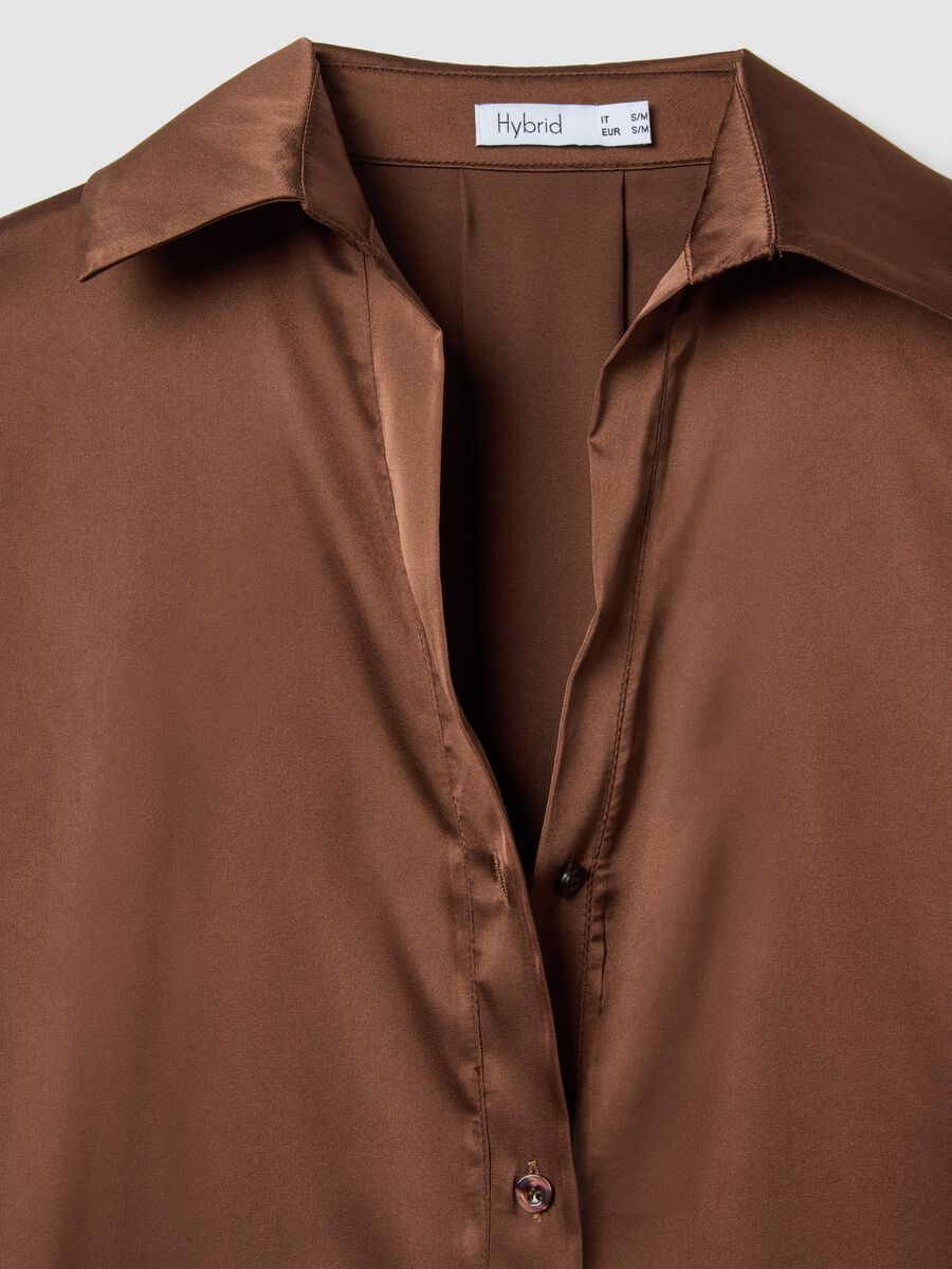 Brown Satin Regular Fit Blouse_1