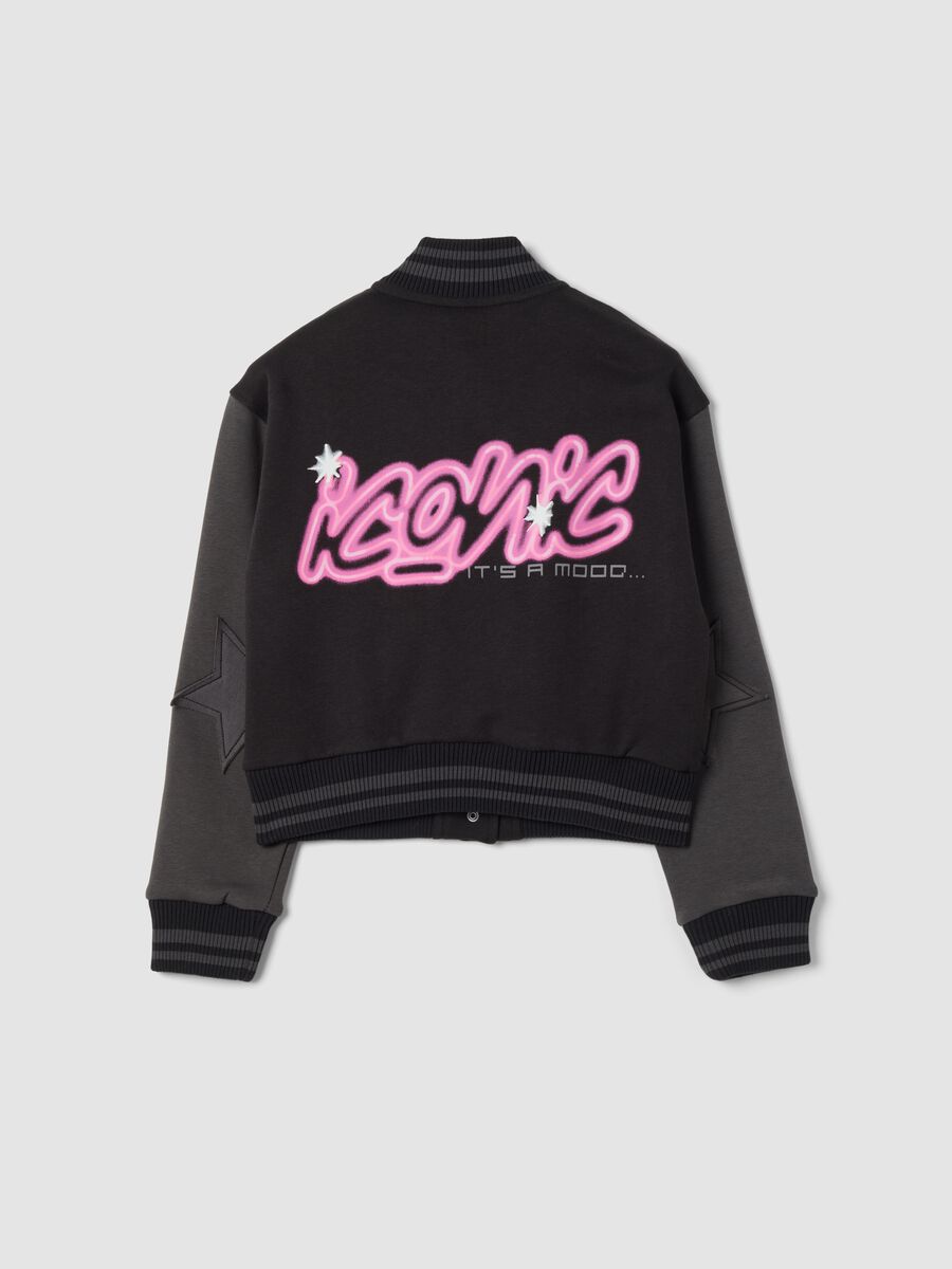 Giacca college nera e grigia in misto cotone regular fit_1