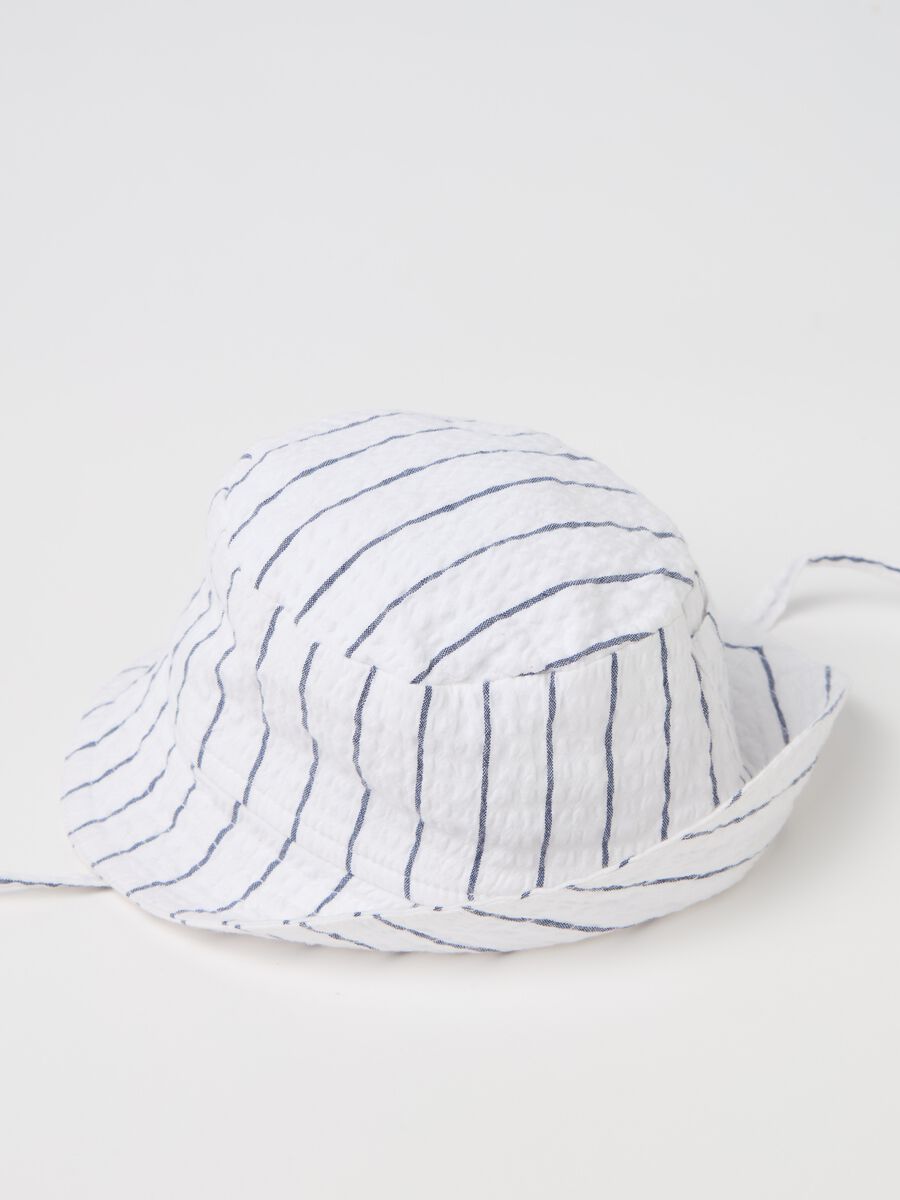 Striped cloche hat in cotton and Lyocell_2