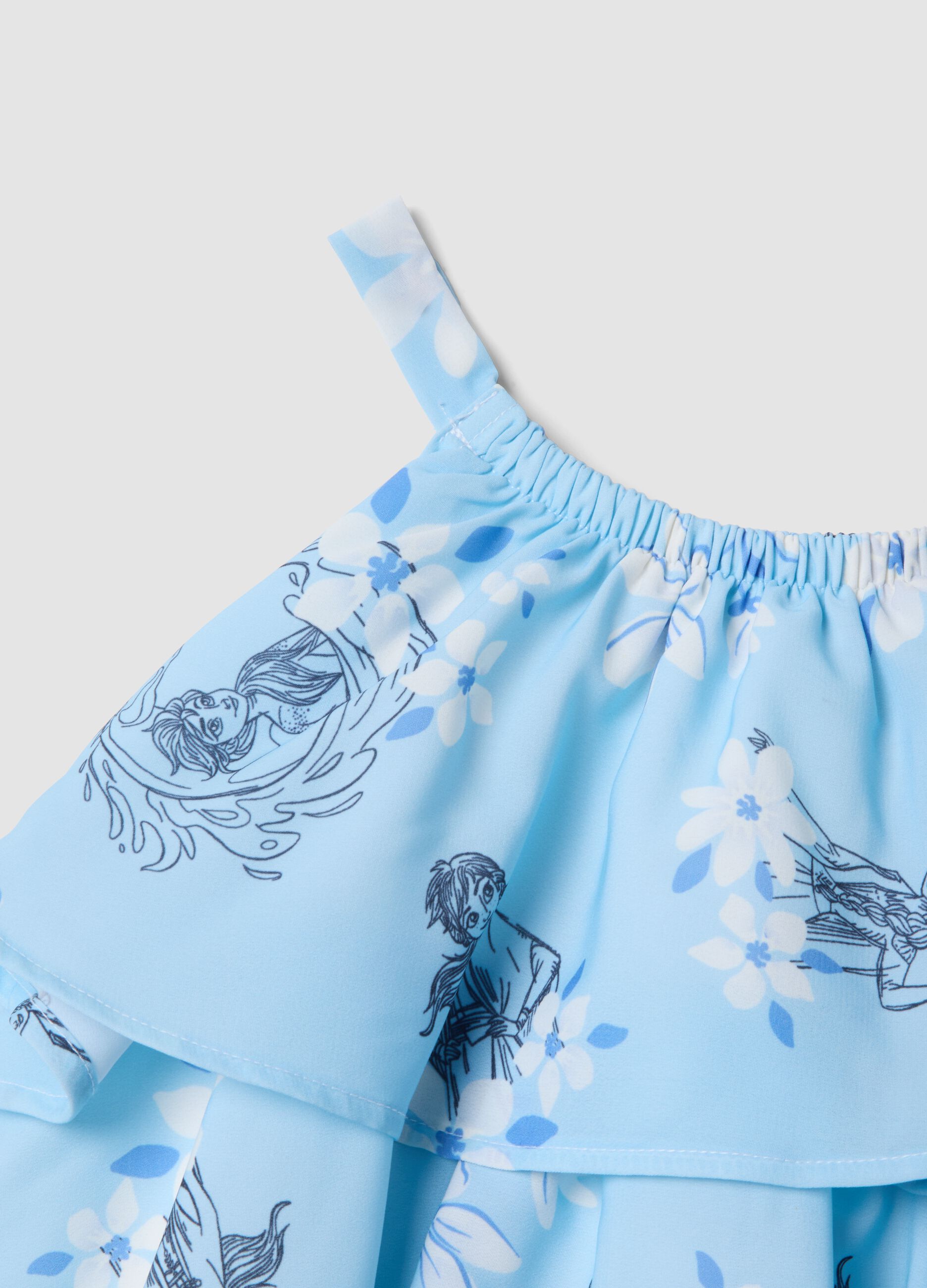 Light blue ruffle dress with floral print