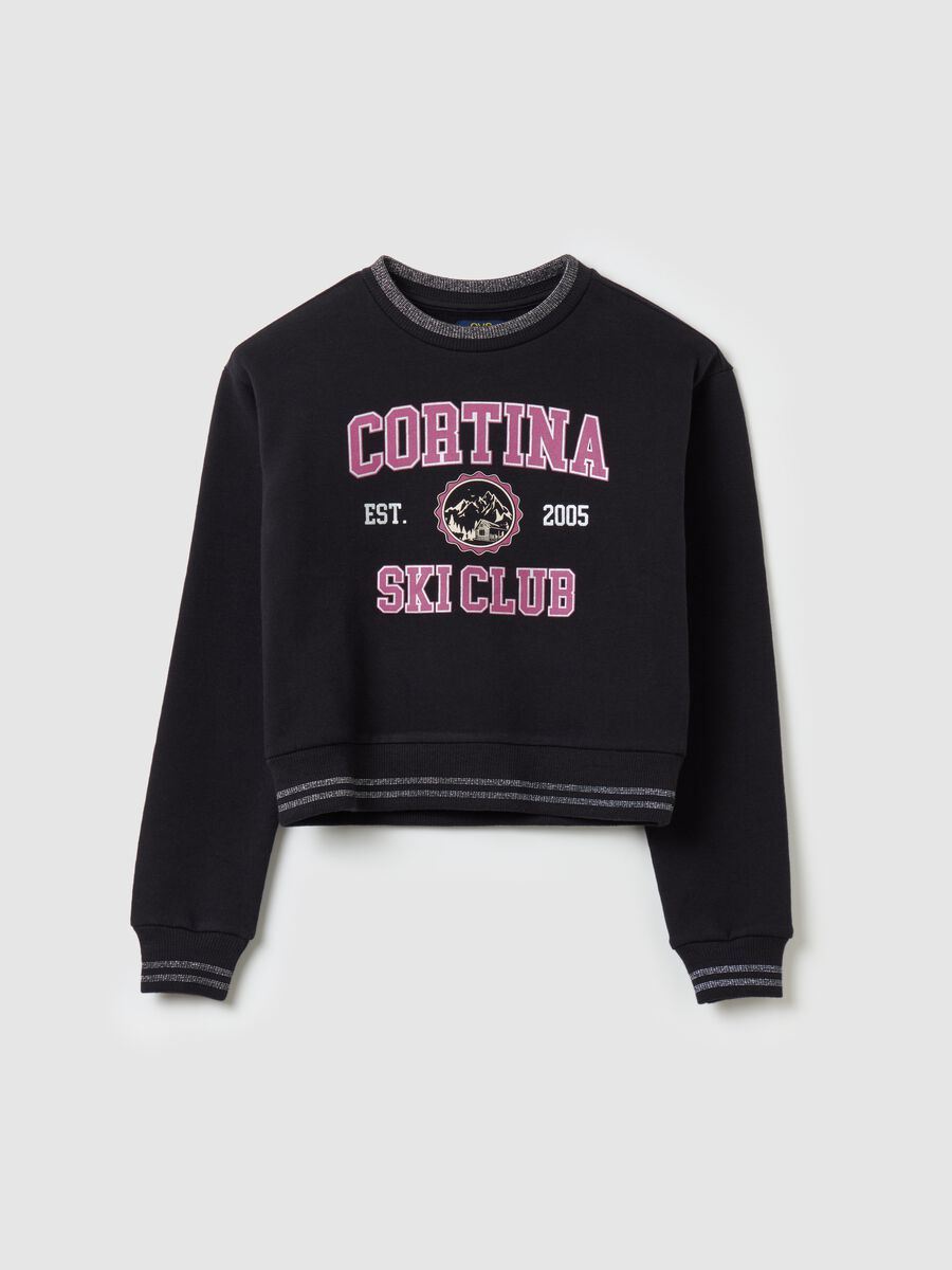 Cropped sweatshirt with "Cortina Sky Club" print_3