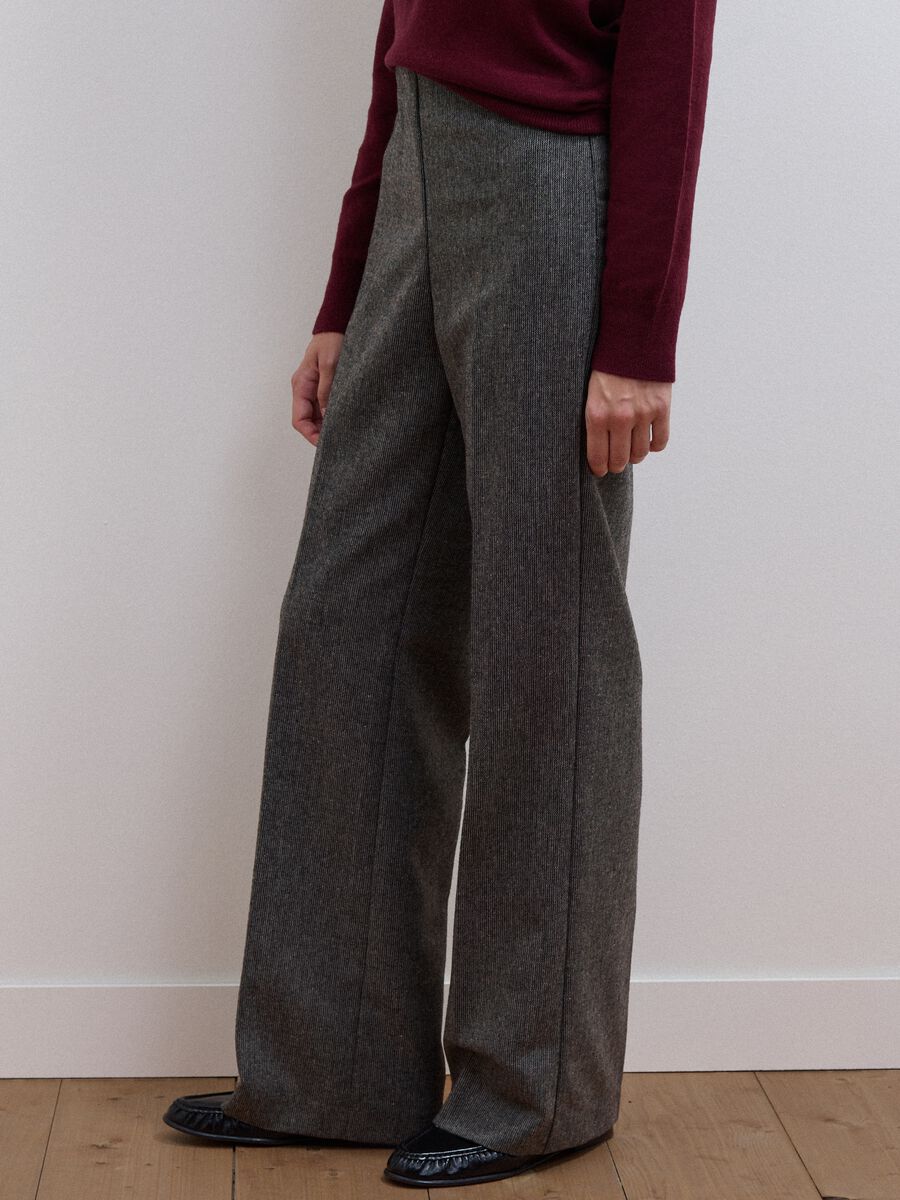 Grey wool-viscose blend flared trousers_3