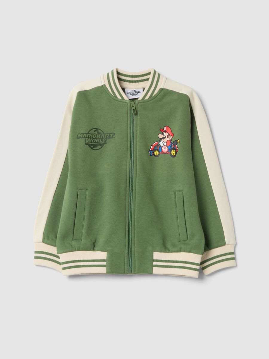 Felpa over fit verde in misto cotone con stampa Mario Kart_0