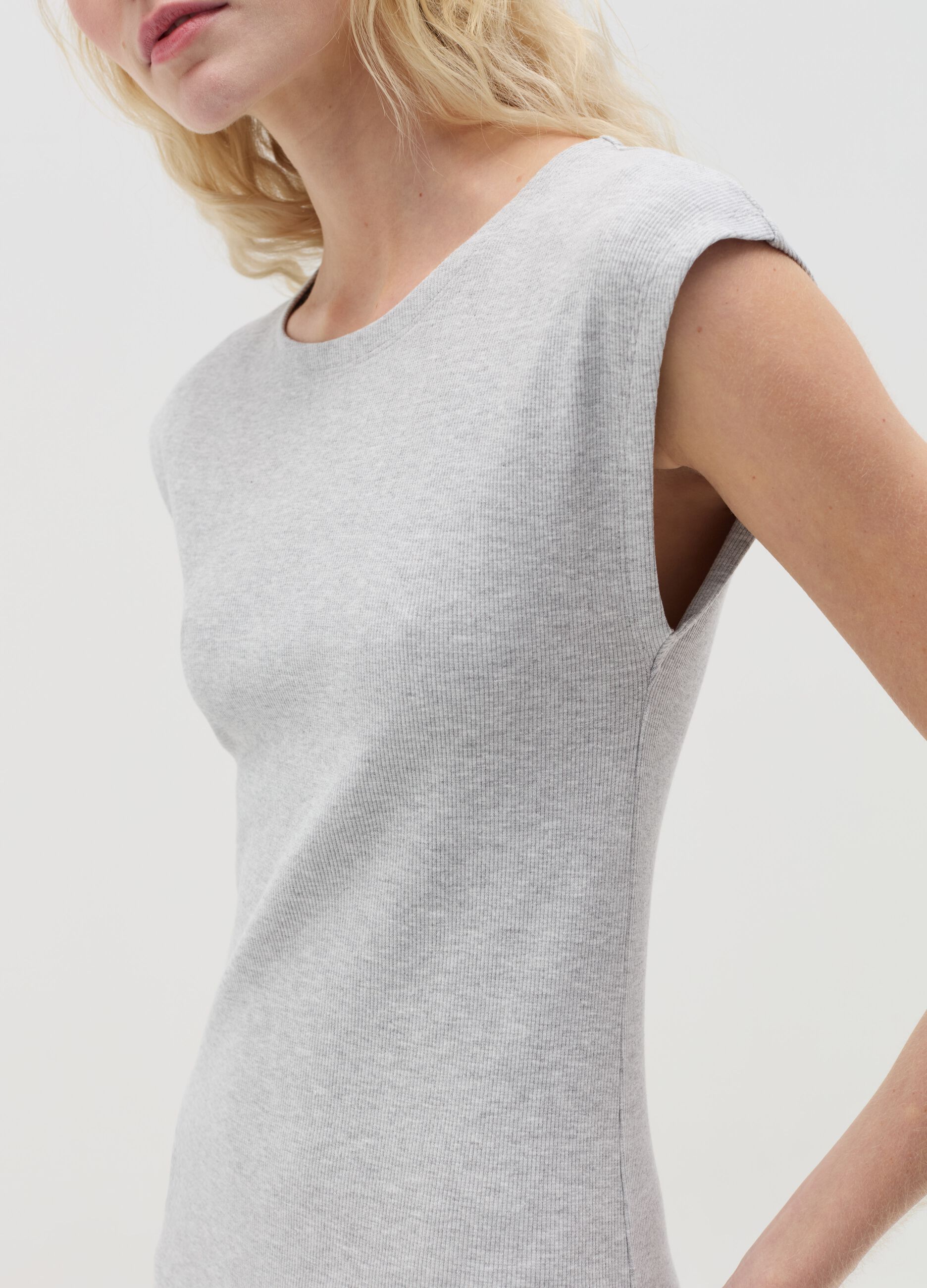 Essentials grey midi dress in stretch cotton