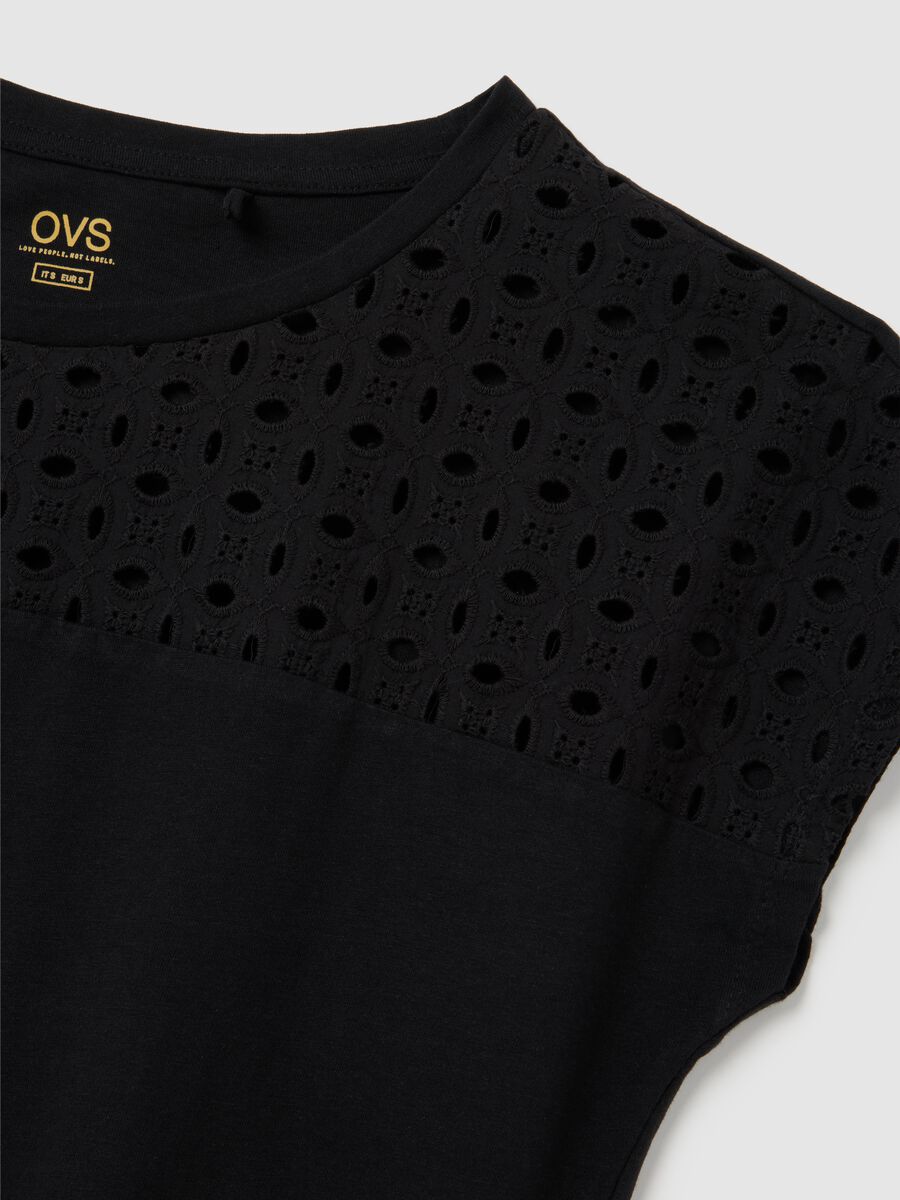 Women's black pure cotton regular fit T-shirt_1