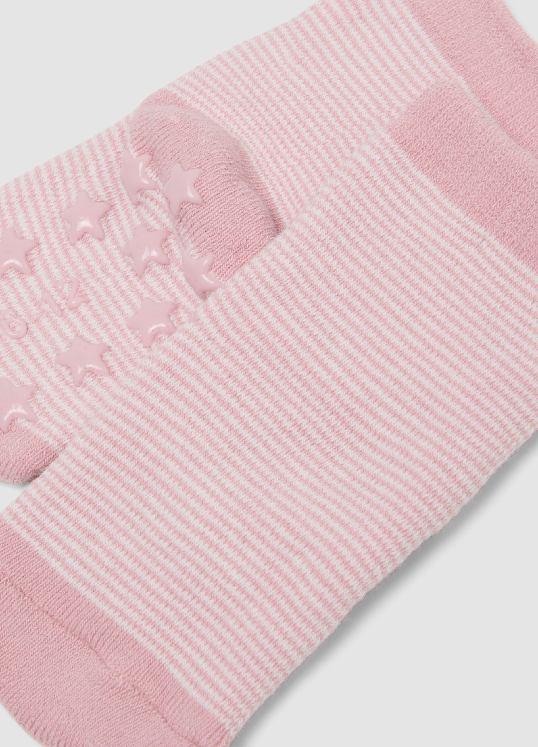 Bipack di calze rosa antiscivolo in cotone organico per bimbe