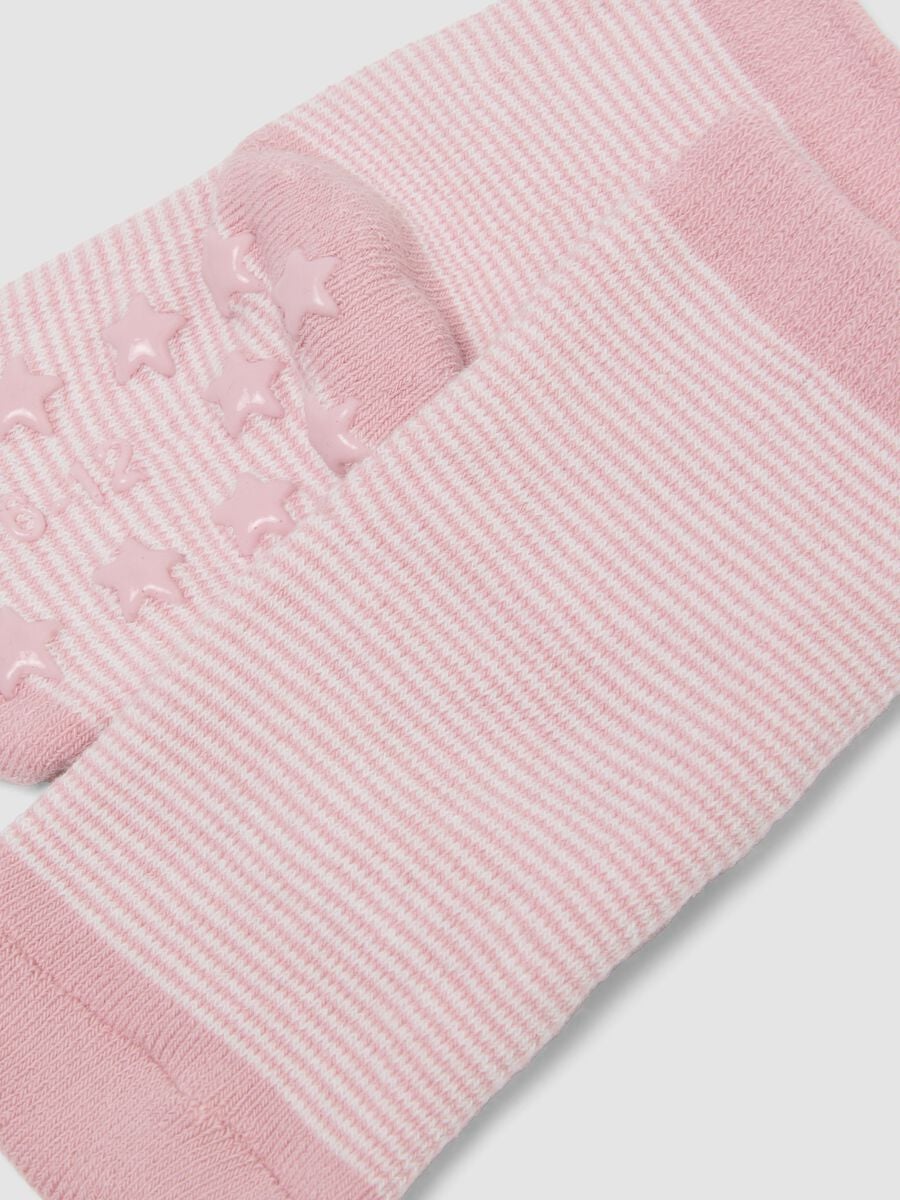 Bipack di calze rosa antiscivolo in cotone organico per bimbe_1