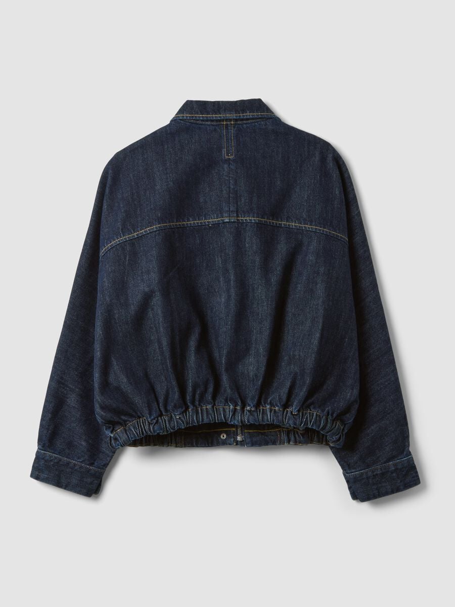 Blue pure cotton denim jacket with zip, oversized fit_6