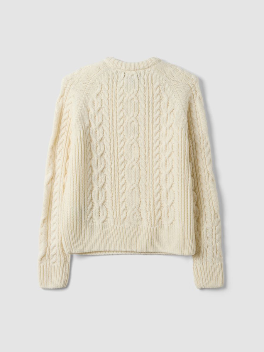 White wool-blend cable-knit crew-neck jumper_6